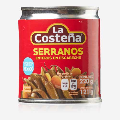 Serrano chili - hele syltede - 220 gr.